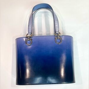Salvatore Ferragamo Gancini Blue Ombré with Silver Hardware Handbag.  Grt Cond.